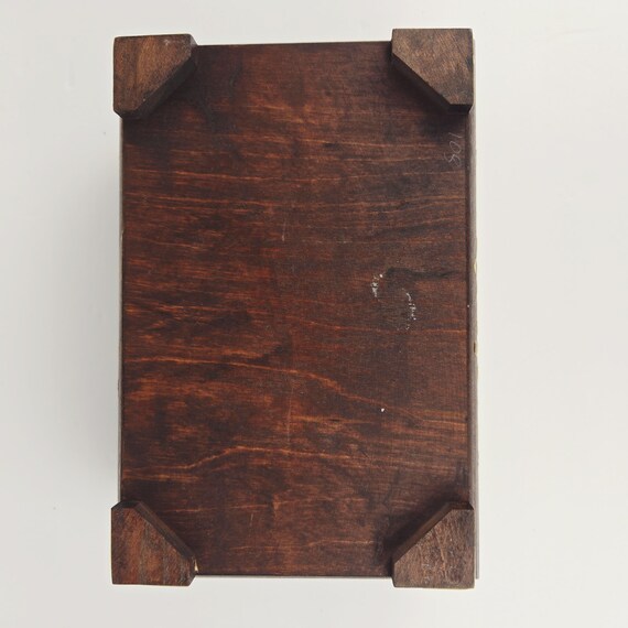 Vtg Handmade Straw Inlaid Wooden Trinket Box Geom… - image 7