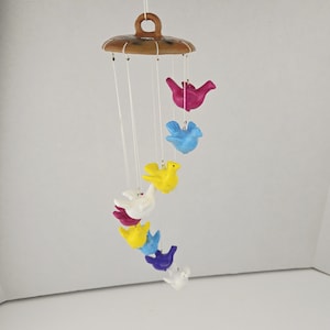 Hand-Painted Mexican Clay Bird Mobile – Colorful Folk Art Hanging Decor