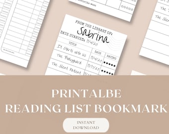Bibliothekskarten-Stil druckbares Lesezeichen, Lesetagebuch, Leseliste, Bibliotheksbuch Tracker, Vintage Bibliothekskarten-Lesezeichen, Digitales Buchtagebuch