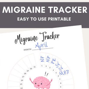 Migraine Tracker Headache Symptom Pain Log Printable Digital Download Chronic Illness