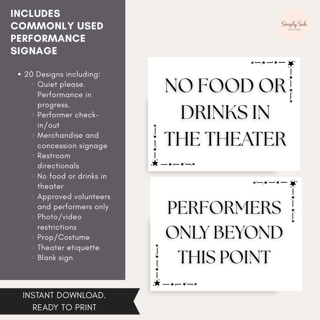 Performance Signage Pack Printable Designs for Performances Dance ...