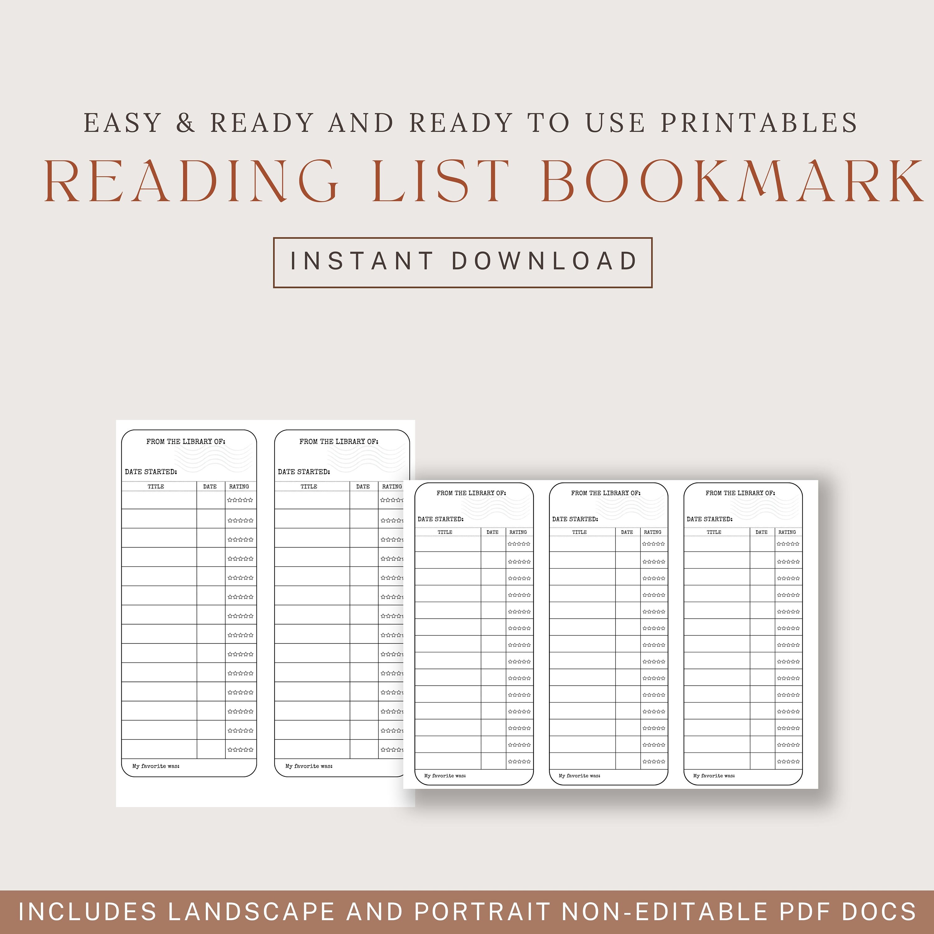 Library Card Style Printable Bookmark, Reading Log, Reading List ...
