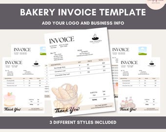 Bearbeitbare Bäckerei Rechnungsvorlage für kleine Bäckerei Geschäft Home Bakery Sauerteig Sofortiger Download Canva Bearbeitbar Nur Digital