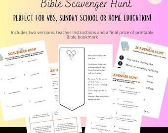 Bibel Schnitzeljagd VBS Urlaub Bibelschule Sonntagsschule Bibelarbeit Kinder Jugendliche Erwachsene Bibelspiel Sofort Digital druckbar