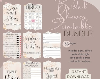 Spiele für Brautpaare Dusche Bingo Printable Schilder Fun Bundle