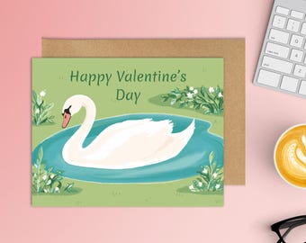 Valentine's Swan Greeting Card | Thinking of You Card | Blank Cards | Cute Card | Thank You Card | Gift For Him/Her | Anniversary