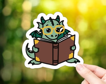 Book Dragon Vinyl Sticker: Book Lover Decal