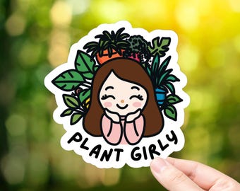 Plant Girly Vinyl Sticker | Houseplants Sticker | Laptop Stickers | Water Bottle Stickers | Journal Stickers | Cute Sticker | Plant Lover