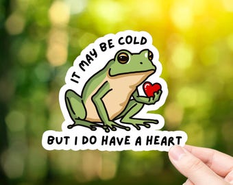 Frog with Heart Vinyl Sticker: Funny Animal Laptop Decal