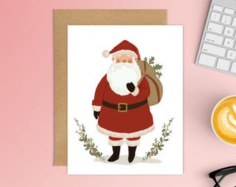Santa Claus Holiday Greeting Card, Christmas Card