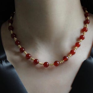 Red agate necklace | Healing Crystal Accessories | Red Necklace | Coral Necklace | Red Gemstone Necklace | Red Stone Jewelry | Gift for Her