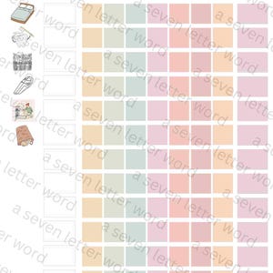 Op de afbeelding: Toelagekaart met kolommen voor taken, waarde en dagen van de week. De kaart heeft kleurrijke pastelkleurige vierkanten om te volgen. De titel "Allowance Chart" staat bovenaan. Illustraties van taken zijn inbegrepen.