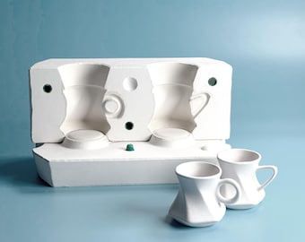 Molde de caneca de gesso feito à mão: material para artesanato de xícara de café de cerâmica