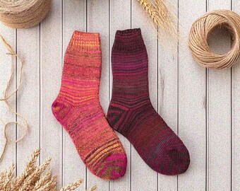 Hand Knitted Wool Socks - Warm Winter Socks for Men and Women - Extra Thick Pure Wool Christmas Socks