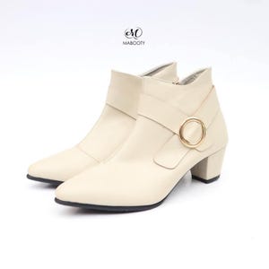 White Leather Ankle Boots for Women – Handmade Minimalist Boots – Comfortable Genuine Leather Shoes – Classic Modern Style