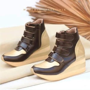 Retro Leather Boots for Women – Handmade Vintage Ankle Boots – 70s Inspired Chunky Heel Shoes – Genuine Leather Fashion Boots