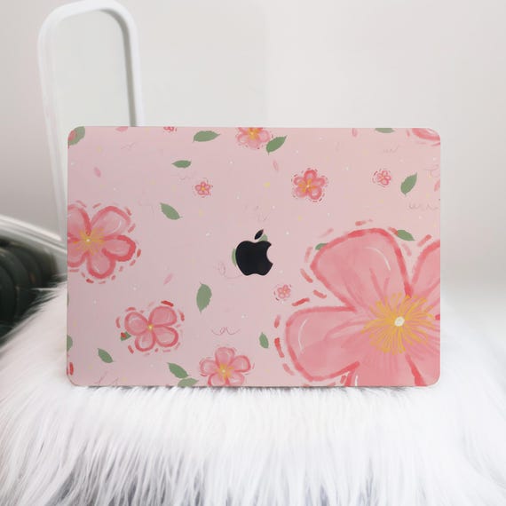 Light Pink Spring Flower MacBook Case,green MacBook Case Hard