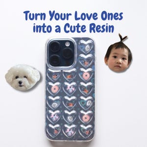Custom 3D Heart Shaker Phone Case, Cute Personalized y2k Photo Case, Bubble Aesthetic Girly Phone Case, iPhone 16 15 14 13 Plus Pro Max