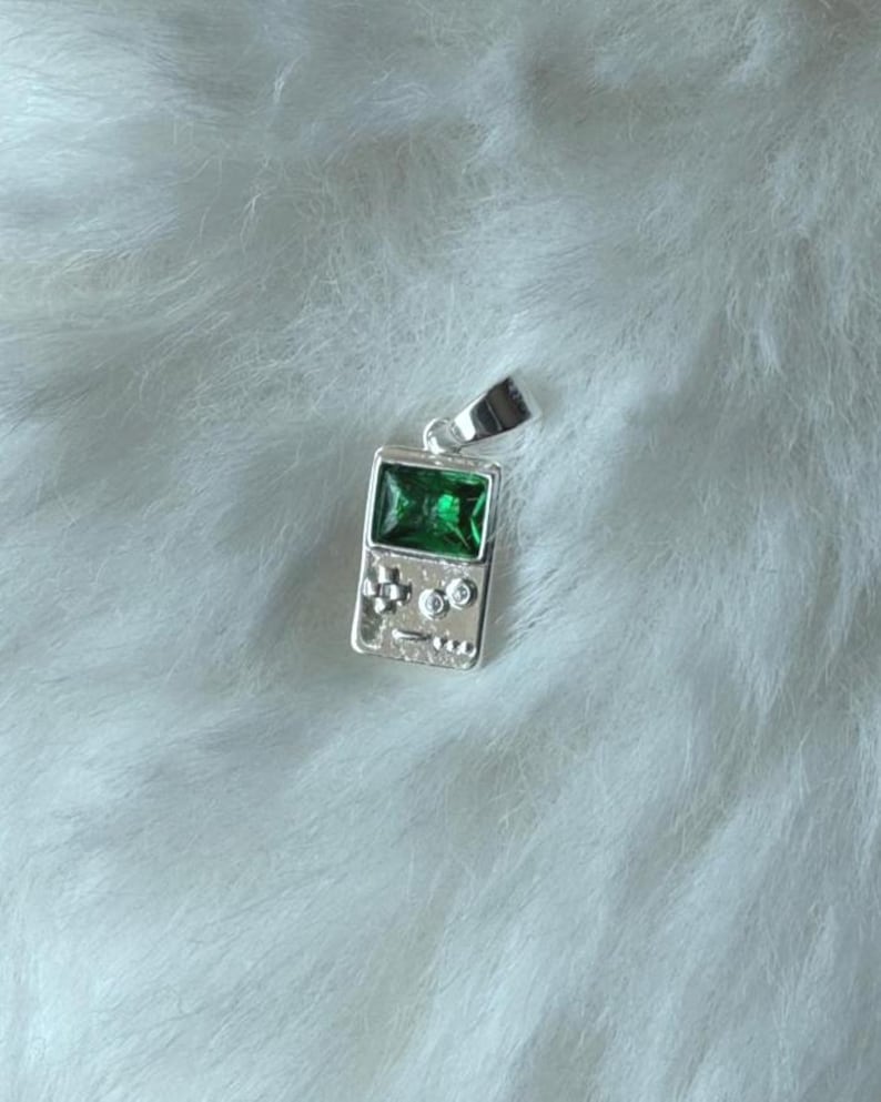 Retro Digital Gamer Charm Pendant in 18k/Silver Plated - Gemboy - Frutiger Aero y2k Cute Anime Jewelry - Kawaii Charm - 90s Kid Gift image 8