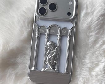 3D Angelic Cathedral Phone Case – Christian Sanctuary Case - Artistic Statue - Silver Rose Gold Orange Matte iPhone 13 14 15 16 17 Pro Max