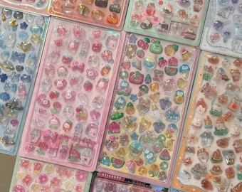 BONBON Seal Stickers for DIY, Premium Quality 3D Hard Puffy Popseal Sticker Book, Bubble Puffer, Cute Resin Decoden, Journal Scrapbook