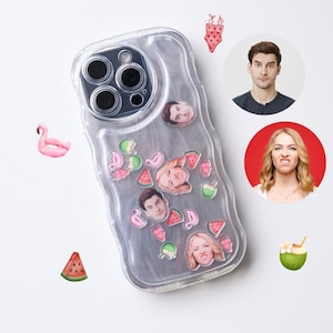 Island Luxe Shaking Phonecase, Curly Wavy Case, Custom Photo, Personalized Bf/ Gf/ Bff Face Phone Case, iPhone 16 15 14 13 Plus Pro Max