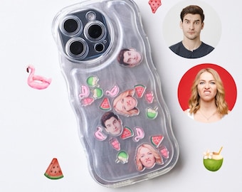 Funda Island Luxe Shaking para teléfono, diseño ondulado y rizado, foto personalizada, con cara de novio/novia/mejor amigo/a, para iPhone 17, 16, 15, 14 y 13 Air Plus, Pro Max