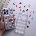 Build your own 3D Pokopoko Case, Puffer Shaker Phonecase with Cute Charms, Clear iPhone 17 Plus Pro Max Samsung S24 25, Viral Japanese Case
