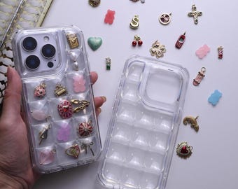 Build your own 3D Pokopoko Case, Puffer Shaker Phonecase with Cute Charms, Clear iPhone 17 Plus Pro Max Samsung S24 25 26, Japanese Case