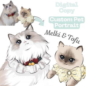 Custom Pet Portrait Cartoon Anime Style - Valentine's Day Gift - Pet Lover Gift - Digital Personalized Illustration Half Body - Pet Gift