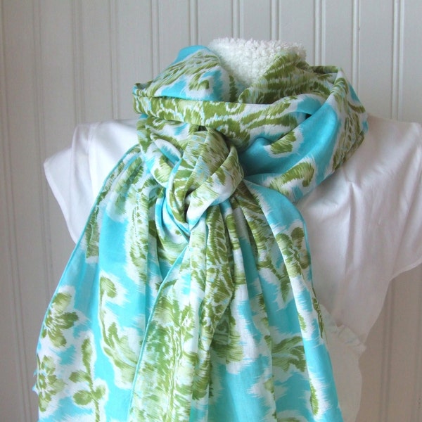 Aqua and Grass Green.....Cotton  Scarf......New Spring Fashion