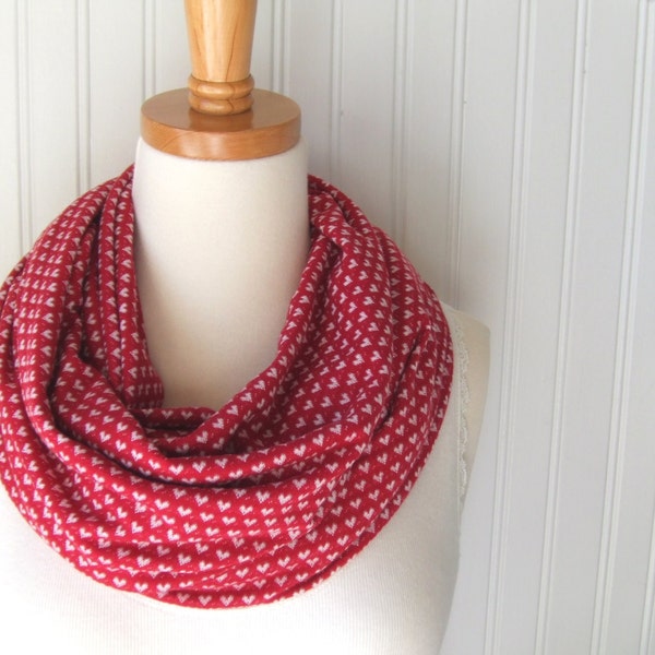 LAST ONE - Little Hearts of Love Jersey Cowl - Infinity, Loop, Circle Scarf Valentine's Day Fashion