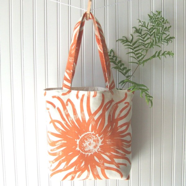 Sunburst Tote Bag In Tangerine Orange - Spring and Summer Handbag Purse Totebag