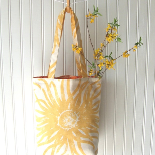 Sunburst Yellow Tote Bag - Spring and Summer Totebag, Book Bag, Market Handbag