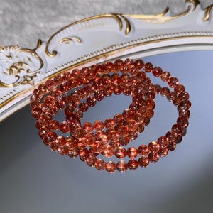 6mm High Quality Natural Sunstone Beads Bracelet 天然金太阳叠戴水晶手串