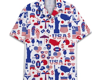 United States America Hawaiian Shirt For Men Independence Day Mens Hawaiian Shirts Short Sleeve Button Down Shirt Men