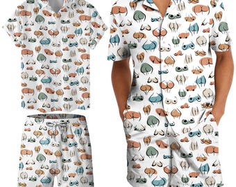 Funny Hawaiian Shirt & Shorts Set, Naughty 90s Vintage Outfit