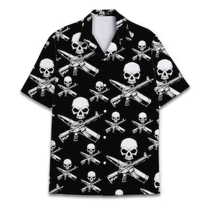 Black Skull Hawaiian Shirt for Men Unisex Skeleton Mens Hawaiian Shirts Casual Short Sleeve Button Down Shirt Men 2