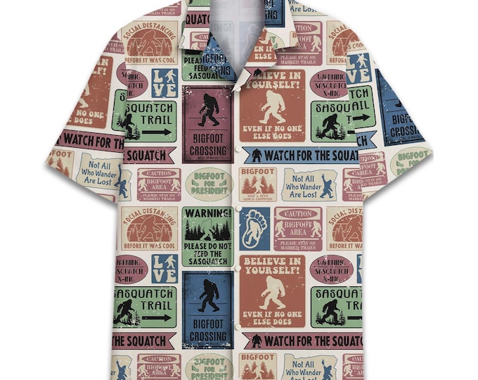 Bigfoot Hawaiian Shirt, Funny Sasquatch Button-Down Shirt