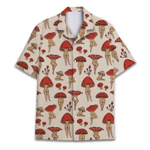 Mushroom Hawaiian Shirt for Men, Funny Novelty Print