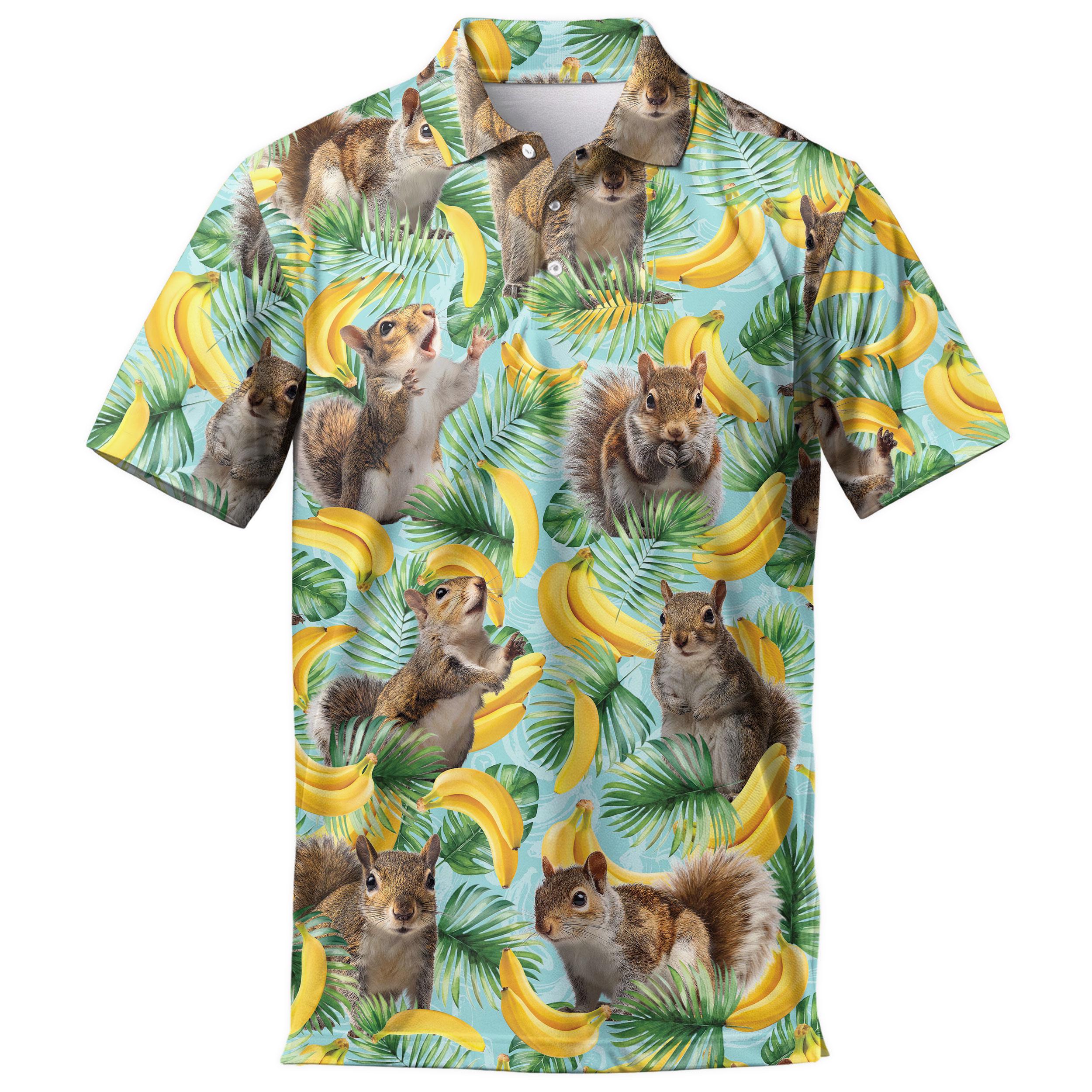 Squirrel Polo Shirt, Vintage 80s Tropical Aloha Golf Style - Etsy