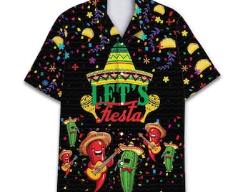 Let's Fiesta Camisa hawaiana para hombre, Cinco de Mayo Aloha Party