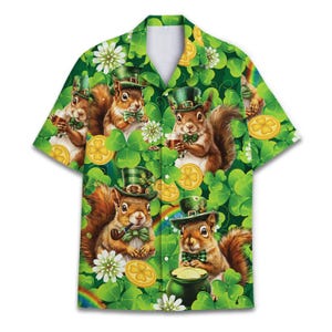 Funny St Patrick's Day Squirrel Hawaiian Shirt