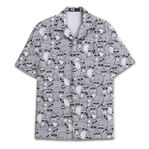 Men&#39;s Funny Raccoon Shirts Party Vibes Hawaiian Shirt for Mens Hawaiian Shirt Mens Short Sleeve Button Down Shirt Men