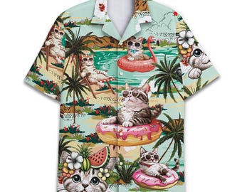 Western Cowboy Cat Hawaiian Shirt for Men Women Youth, Vintage