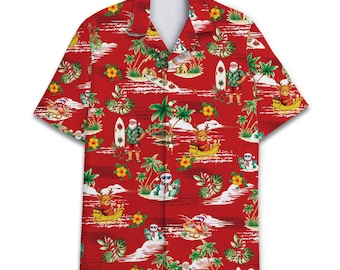 Santa Reindeer Hawaiian Shirt - Xmas Aloha Holiday Party