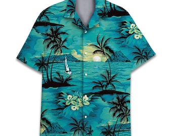 Camicia hawaiana retrò da uomo: Summer Beach Aloha, manica corta