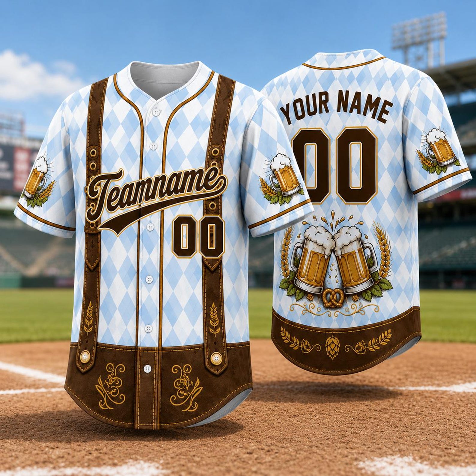 Personalized Oktoberfest Baseball Jersey, Custom Bavarian Beer Team Shirt, German Festival Uniform