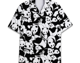 Camisa hawaiana de panda para hombre, camisa playera Aloha, estampado integral