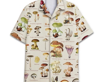 Vintage Mushroom Hawaiian Shirt: Retro 80s/90s Button Down